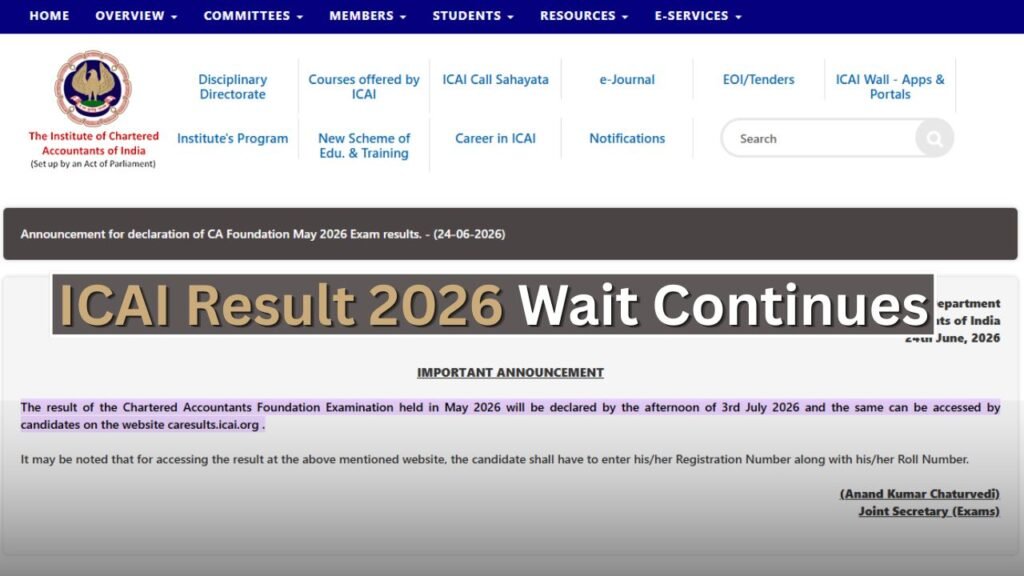 ICAI Exam Result 2026 Date Update