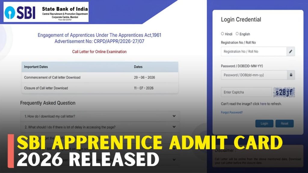 SBI Apprentice Admit Card 2026 Released