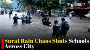 Surat Heavy Rain Shuts Schools as Roads Turn Waterlogged Across the City