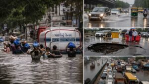 Delhi Gurgaon Rain Leaves Thousands Stranded After Heavy Downpour Floods Major Roads