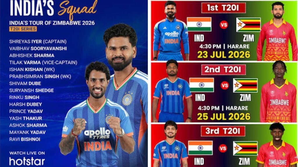 Zimbabwe vs India T20 Series 2026 Full Schedule